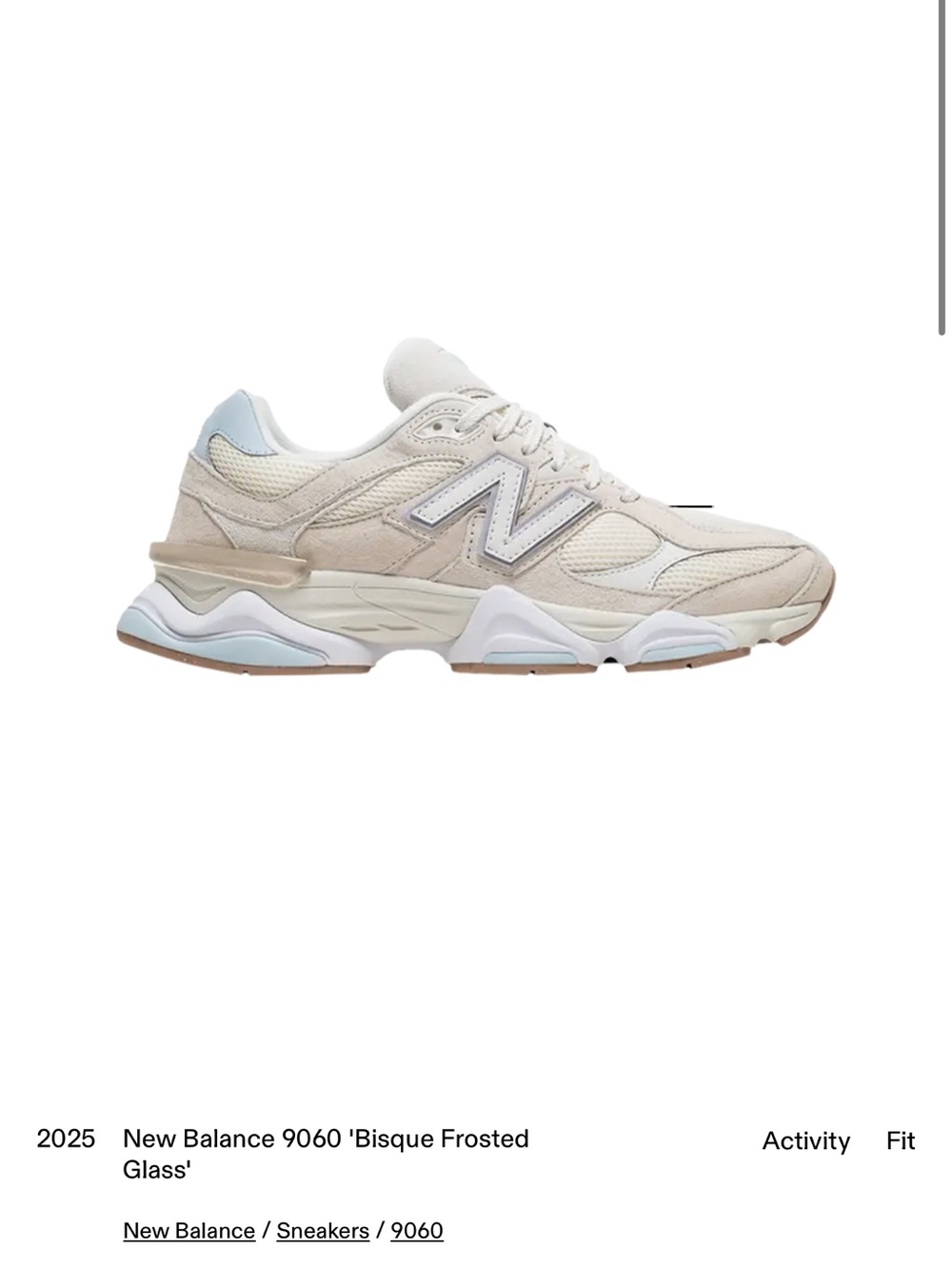 New Balance 9060 in colour Bisque Frosted Glass'